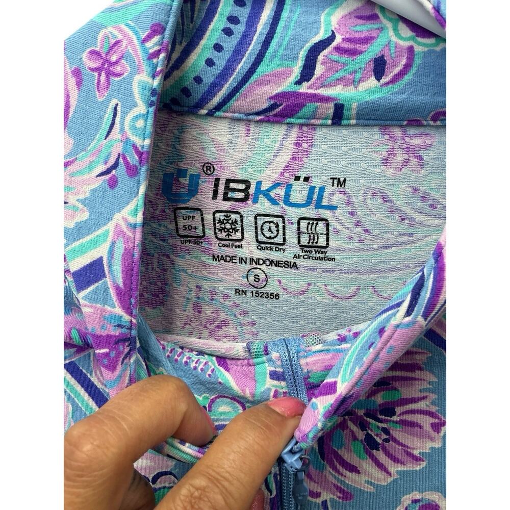 IBKUL Activewear Layering Top Floral Mesh Panels UPF 50+ Quick Dry Performance S - Picture 7 of 11